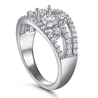 S925 Sterling Silver Wide Band Heart Ring – Bold CZ Statement Jewelry