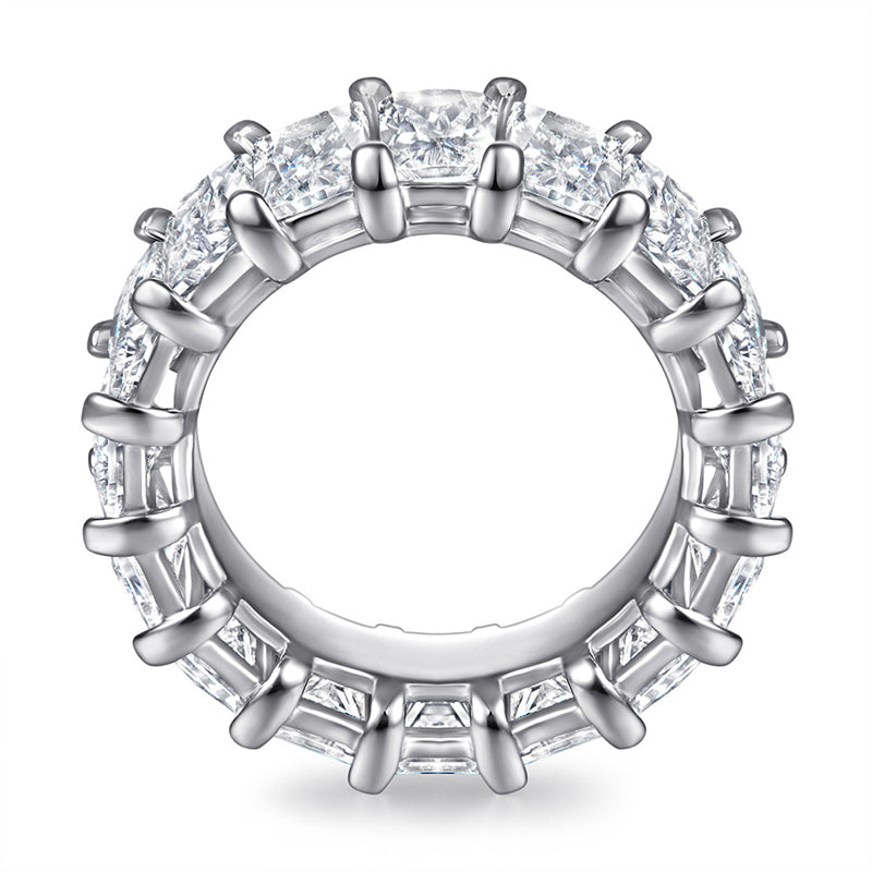 S925 Sterling Silver Wide Band Pavé Ring - 0.5ct Square-Cut Zirconia Statement Jewelry