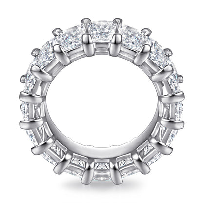 S925 Sterling Silver Wide Band Pavé Ring - 0.5ct Square-Cut Zirconia Statement Jewelry