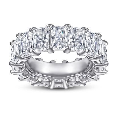 S925 Sterling Silver Wide Band Pavé Ring - 0.5ct Square-Cut Zirconia Statement Jewelry