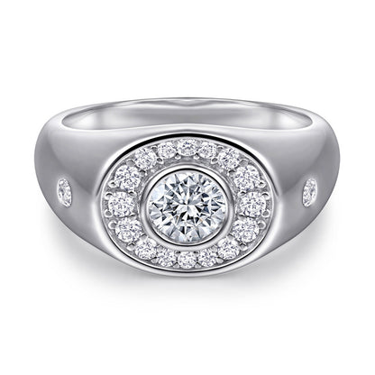 S925 Sterling Silver Wide Band Ring - Modern Geometric Statement Jewelry