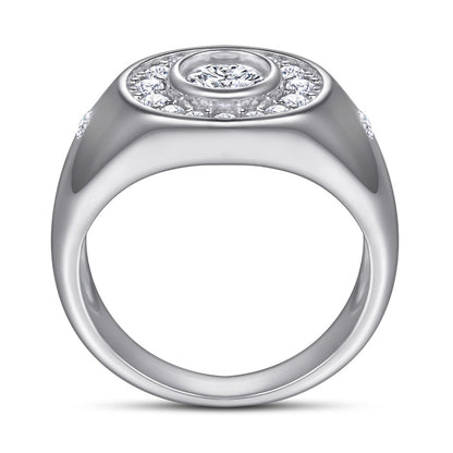 S925 Sterling Silver Wide Band Ring - Modern Geometric Statement Jewelry