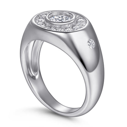 S925 Sterling Silver Wide Band Ring - Modern Geometric Statement Jewelry