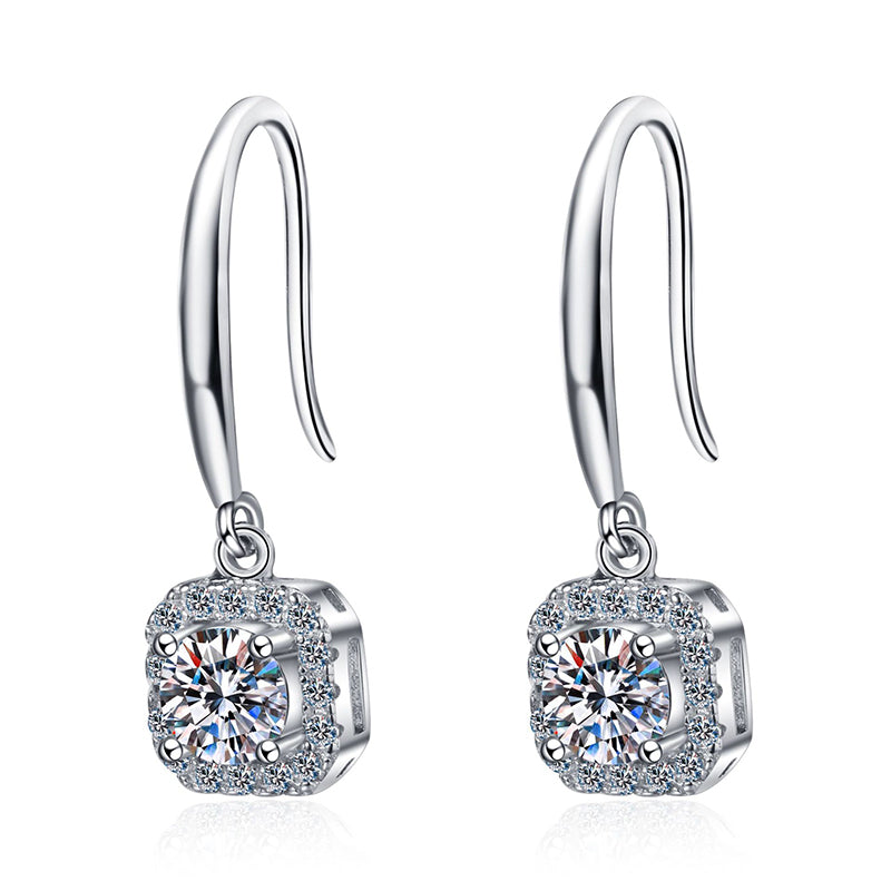 S925 Sterling Silver Women's Stud Earrings with PT950 Gold Plating & 1CT Moissanite – Geometric, Elegant, and Trendy