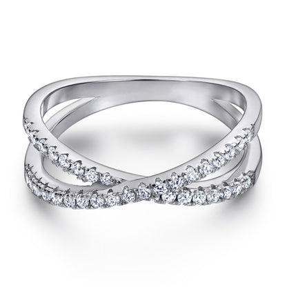 S925 Sterling Silver X-Cross Ring - Modern Letter Design with Micro-Pavé Zirconia