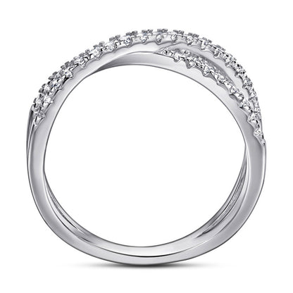 S925 Sterling Silver X-Cross Ring - Modern Letter Design with Micro-Pavé Zirconia