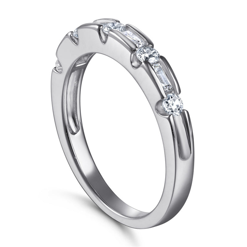 S925 Sterling Silver Zirconia Ring - Elegant Geometric Stackable Jewelry for Women