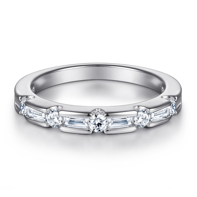 S925 Sterling Silver Zirconia Ring - Elegant Geometric Stackable Jewelry for Women