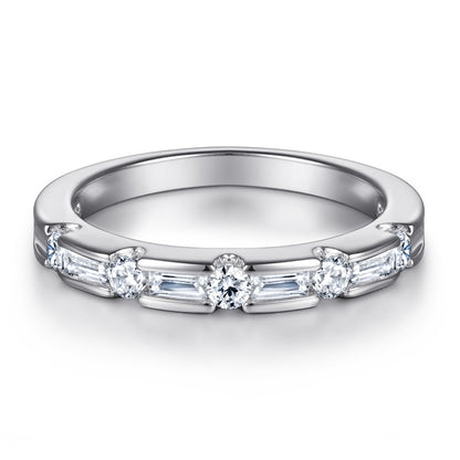 S925 Sterling Silver Zirconia Ring - Elegant Geometric Stackable Jewelry for Women