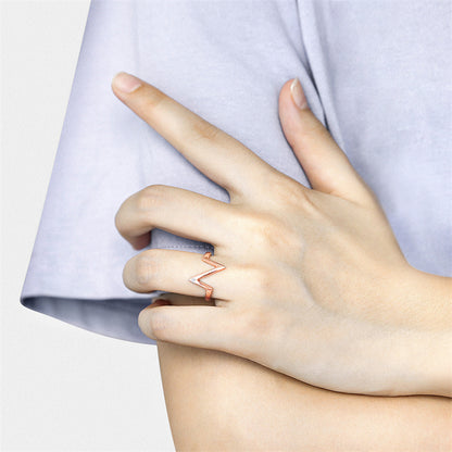 S925 Sterling Silver 'Z' Letter Ring - Modern Geometric ECG-Inspired Jewelry