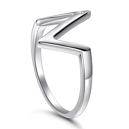 S925 Sterling Silver 'Z' Letter Ring - Modern Geometric ECG-Inspired Jewelry