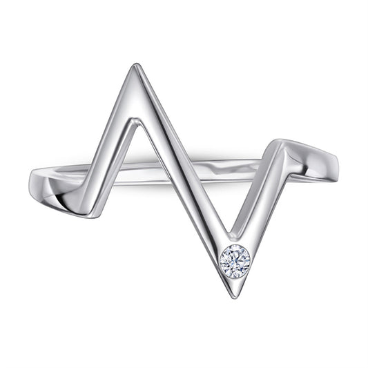 S925 Sterling Silver 'Z' Letter Ring - Modern Geometric ECG-Inspired Jewelry