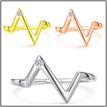S925 Sterling Silver 'Z' Letter Ring - Modern Geometric ECG-Inspired Jewelry