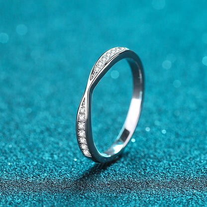 S925 Sterling Silver 0.13ct Cross Over Eternity Band | Botanical Moissanite Stacking Ring