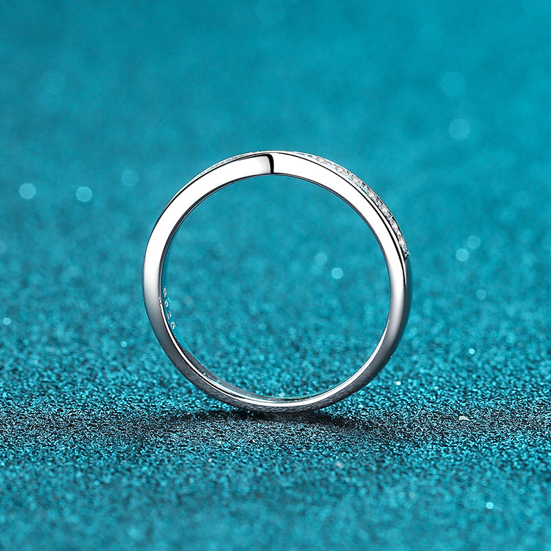 S925 Sterling Silver 0.13ct Cross Over Eternity Band | Botanical Moissanite Stacking Ring