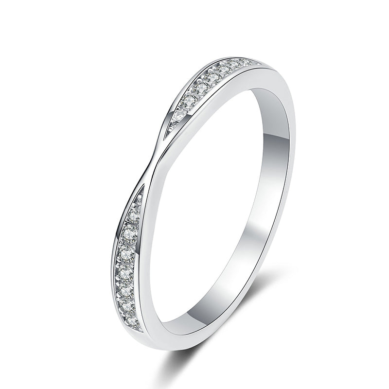 S925 Sterling Silver 0.13ct Cross Over Eternity Band | Botanical Moissanite Stacking Ring