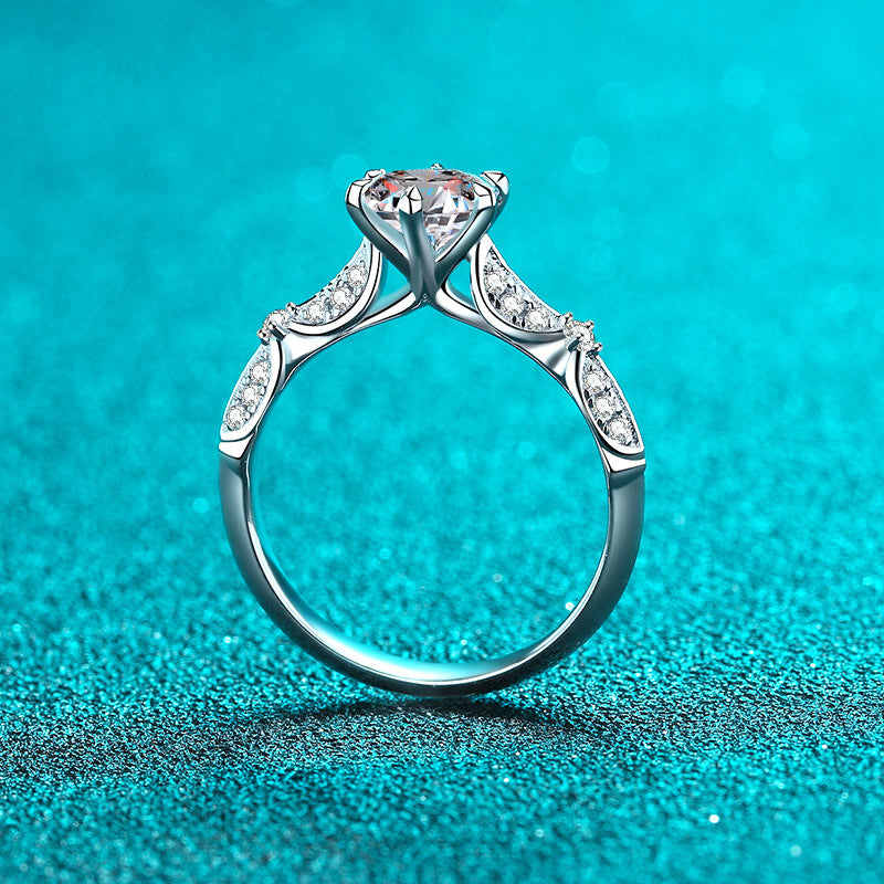 S925 Sterling Silver 18K Gold Plated 1ct Moissanite Floral Proposal Ring
