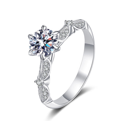 S925 Sterling Silver 18K Gold Plated 1ct Moissanite Floral Proposal Ring