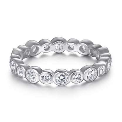 S925 Sterling Silver Full Eternity Ring – Round Cut CZ Wedding Band