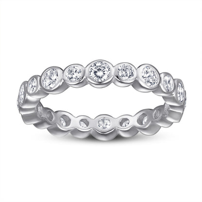 S925 Sterling Silver Full Eternity Ring – Round Cut CZ Wedding Band