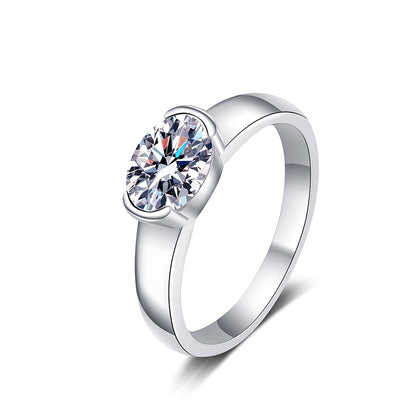 S925 Sterling Silver PT950 Gold Plated 1.5ct Moissanite "Pigeon Egg" Solitaire Engagement Ring