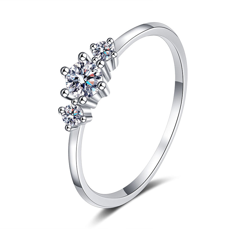 S925 Sterling Silver PT950 Gold Plated Six-Prong 0.26ct Moissanite Ring with Bow & Cultural Motifs