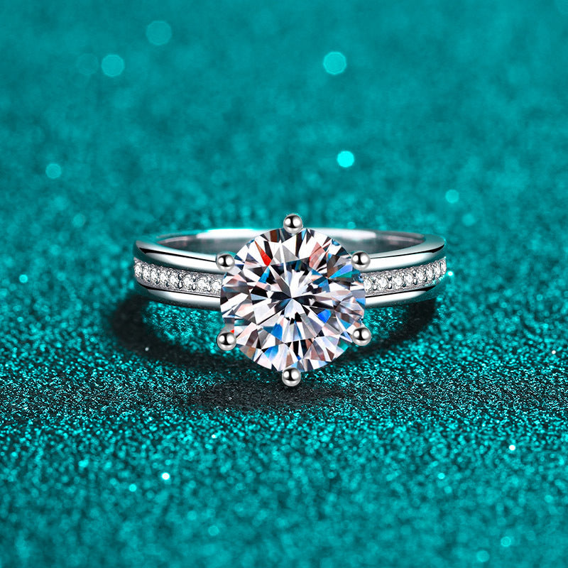S925 Sterling Silver PT950 Plated 3CT Moissanite Bouquet Ring with Bell Design - Street Style Statement Ring for Women