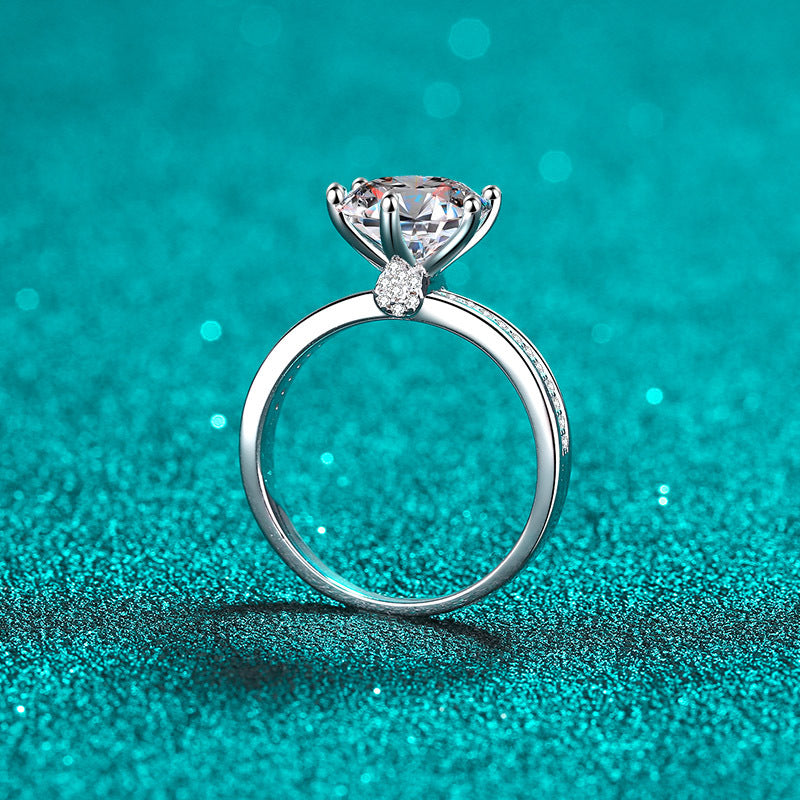 S925 Sterling Silver PT950 Plated 3CT Moissanite Bouquet Ring with Bell Design - Street Style Statement Ring for Women