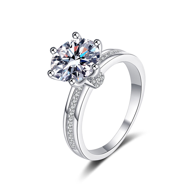 S925 Sterling Silver PT950 Plated 3CT Moissanite Bouquet Ring with Bell Design - Street Style Statement Ring for Women