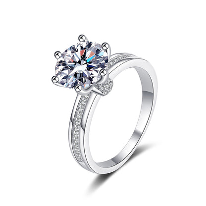 S925 Sterling Silver PT950 Plated 3CT Moissanite Bouquet Ring with Bell Design - Street Style Statement Ring for Women