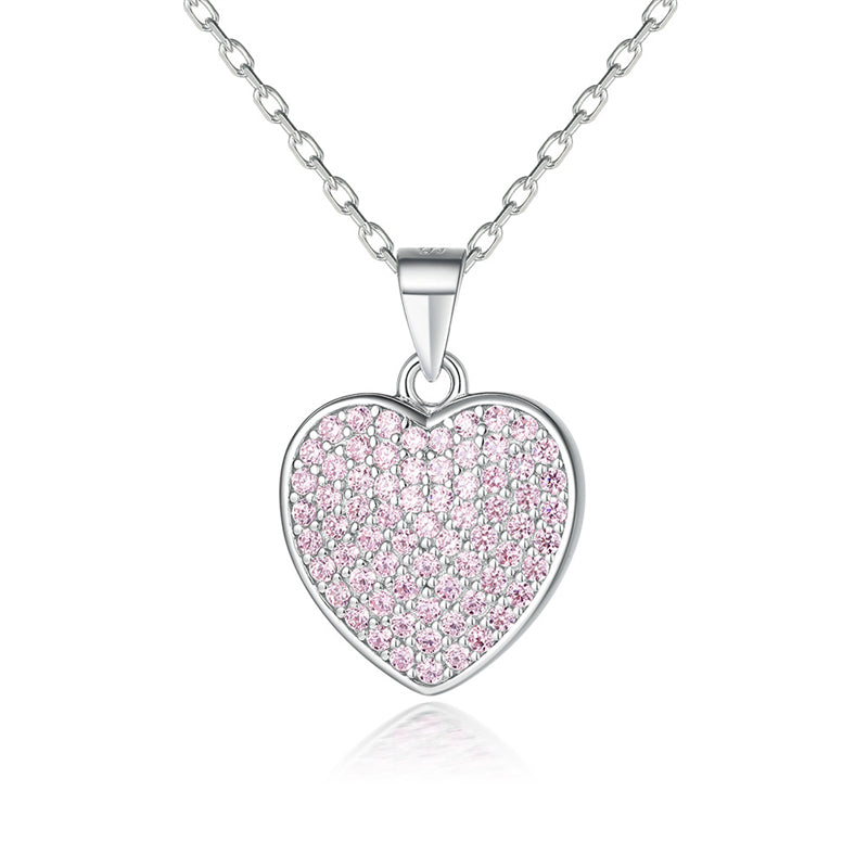 Elegant Crown & Heart 925 Silver Women's Necklace with Zircon Pendant, Cross Chain, White Gold Tone, European-American Style Fashion Jewelry