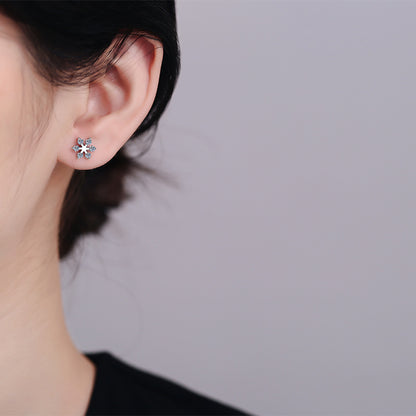 S925 Sterling Silver Snowflake Moissanite Stud Earrings - 0.36CT Minimalist Elegance