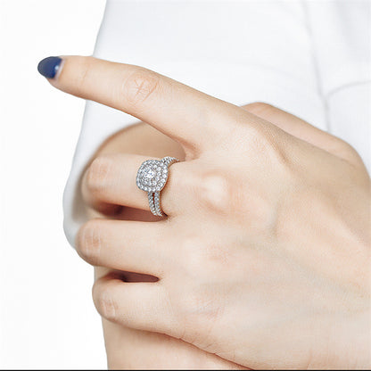 S925 Sterling Silver Wedding Ring Set - Classic Two-in-One Bridal Jewelry with Zirconia