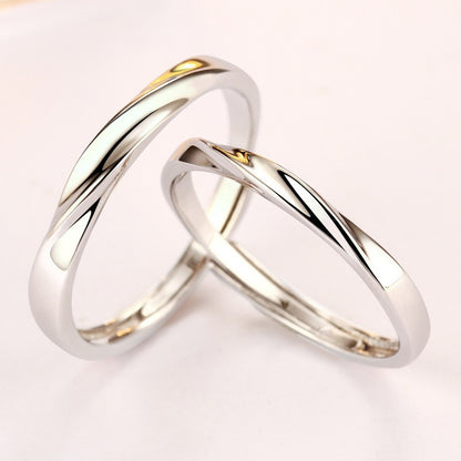 Infinite Love Möbius Couple Rings - 925 Sterling Silver Adjustable Matching Set