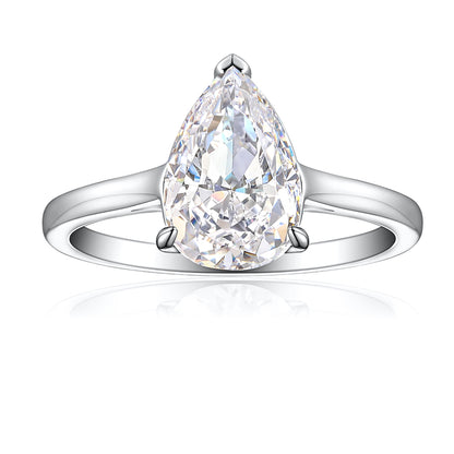 4ct Teardrop Ice-Cut 925 Silver Ring - Luxurious 8×12mm Gemstone Statement Band