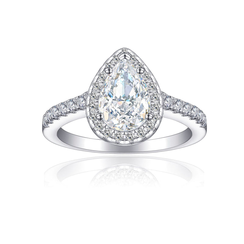 1.5ct Teardrop 925 Silver Ring - Elegant 6×9mm 5A Zirconia Gemstone Band with High-Carbon Diamonds