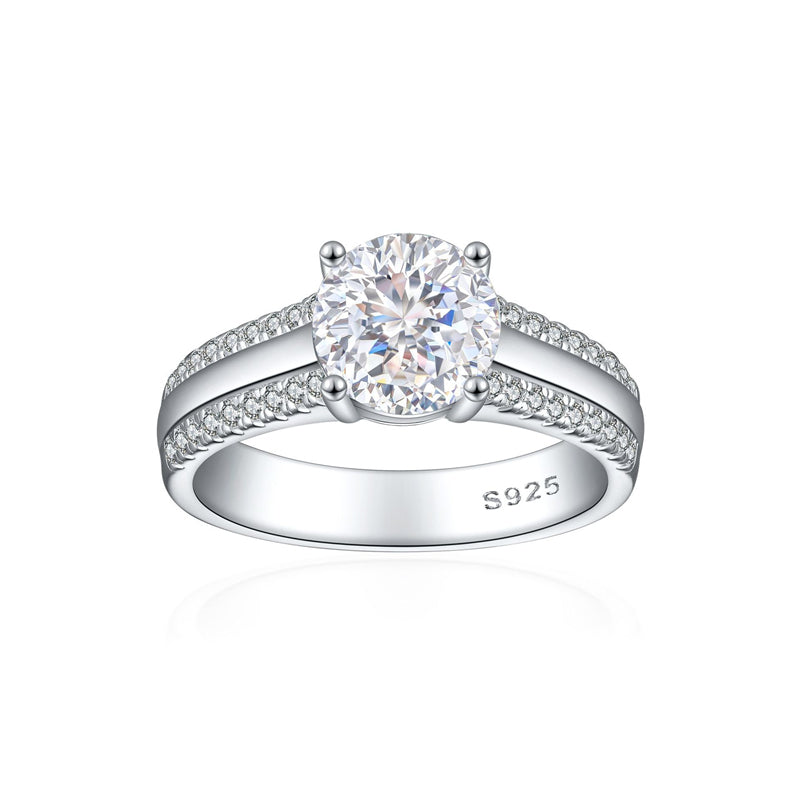 S925 Sterling Silver 2ct Flame-Cut Half Eternity Ring - 5A Zirconia Colored Gemstone Jewelry