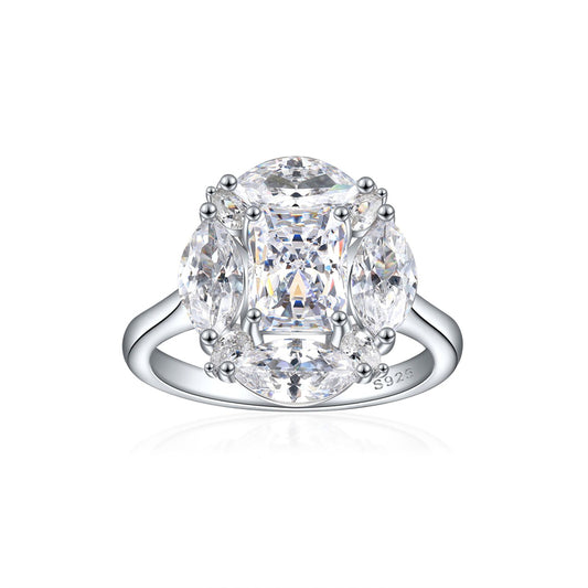 S925 Sterling Silver 1.5ct Square-Cut Wedding Ring - Icy Princess Cut Colored Gemstone Jewelry