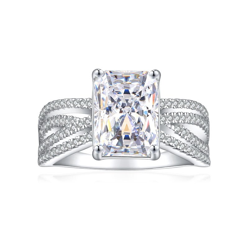4ct Square-Cut Gemstone 925 Silver Ring - Luxe 8*11 Flame & Ice-Cut Statement Band for Women