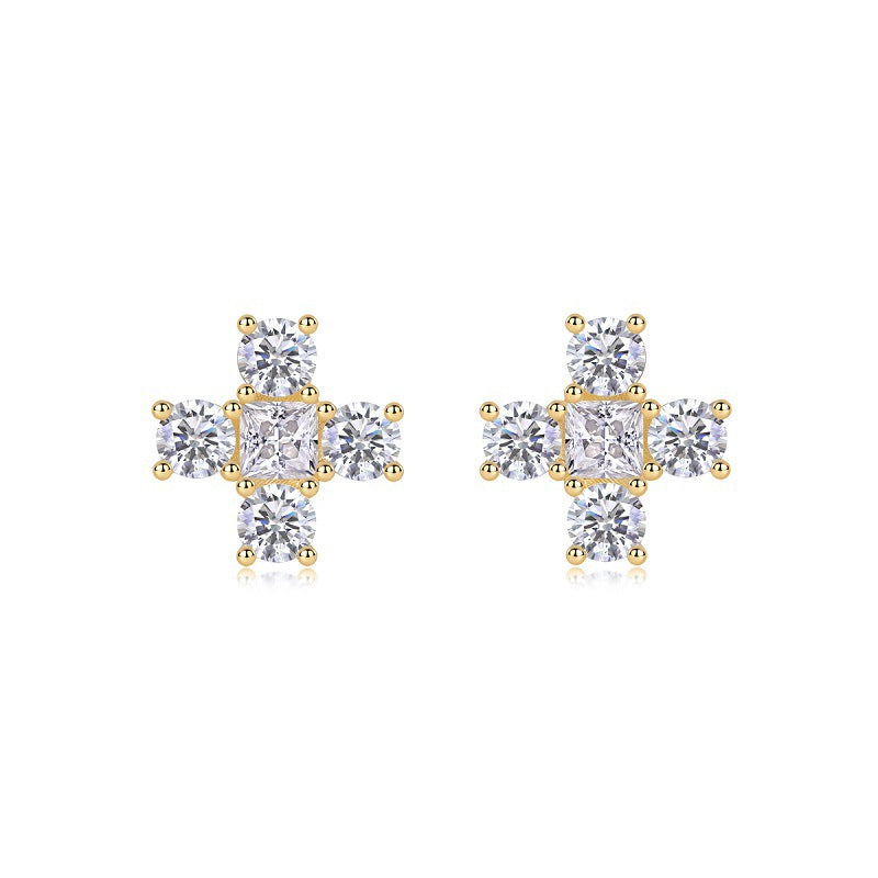 Elegant 925 Silver Moissanite Earrings with Cross Design