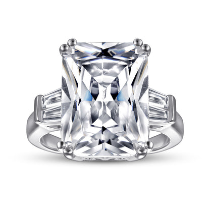 S925 Sterling Silver Princess Cut Ring - Luxe Pink/White CZ Statement Jewelry for Women