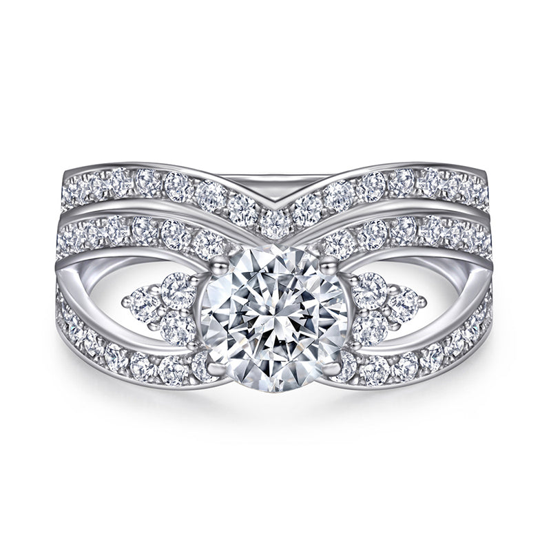 S925 Sterling Silver Stackable Couple's Ring Set - Modern Geometric Zirconia Jewelry