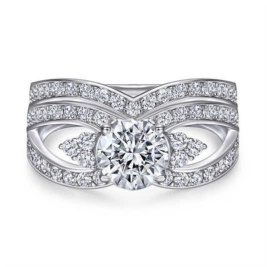 S925 Sterling Silver Stackable Couple's Ring Set - Modern Geometric Zirconia Jewelry