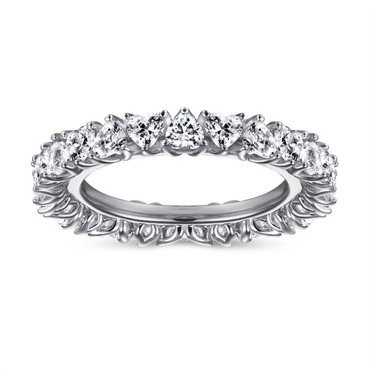 S925 Sterling Silver Full Heart Band Ring – Romantic CZ Pave Jewelry