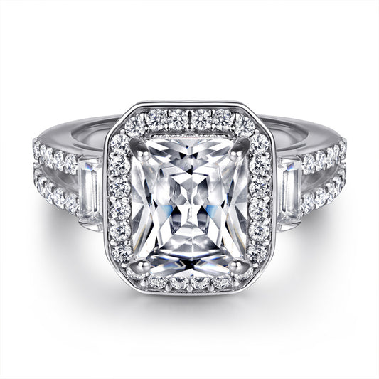 S925 Sterling Silver Geometric Zirconia Ring - Bestselling K-Gold Plated Women's Jewelry