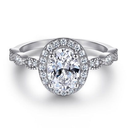 S925 Sterling Silver Vintage Floral Engagement Set - European-Inspired Wedding Jewelry