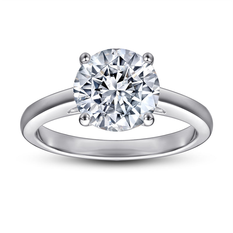 S925 Sterling Silver 2ct Solitaire Ring - Classic Four-Prong Zirconia Engagement Jewelry