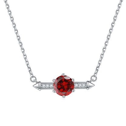 925 Sterling Silver Six-Prong Birthstone Necklace - Contemporary Geometric Pendant