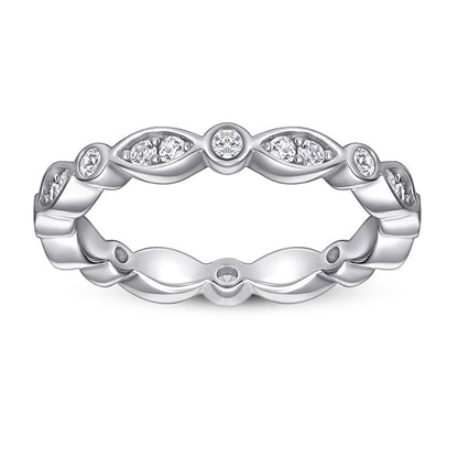 S925 Sterling Silver Marquise Full Eternity Ring – Thick Gold Plated Bridal Jewelry