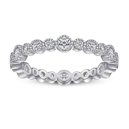 S925 Sterling Silver Full Eternity Band - Pavé Zirconia Circle Ring for Women